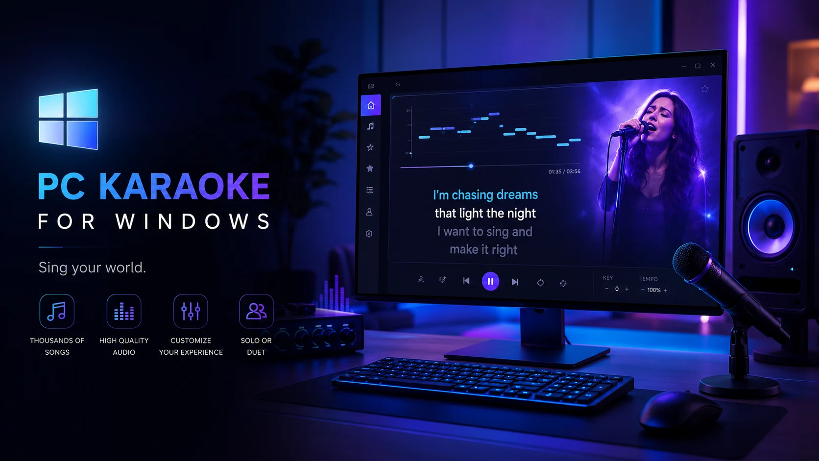 Cena promocional do PCKaraoke para Windows